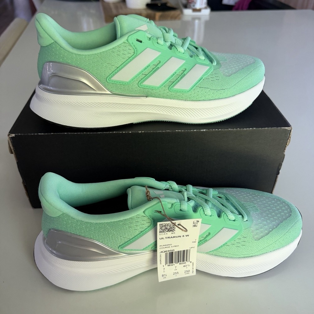 adidas Ultrarun 5 W Green Glow Men's Size 8.5 Dash Grey Core Black - Picture 6 of 13